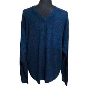 Geoffrey Beene V-Neck Light Knit Sweater Blue XL